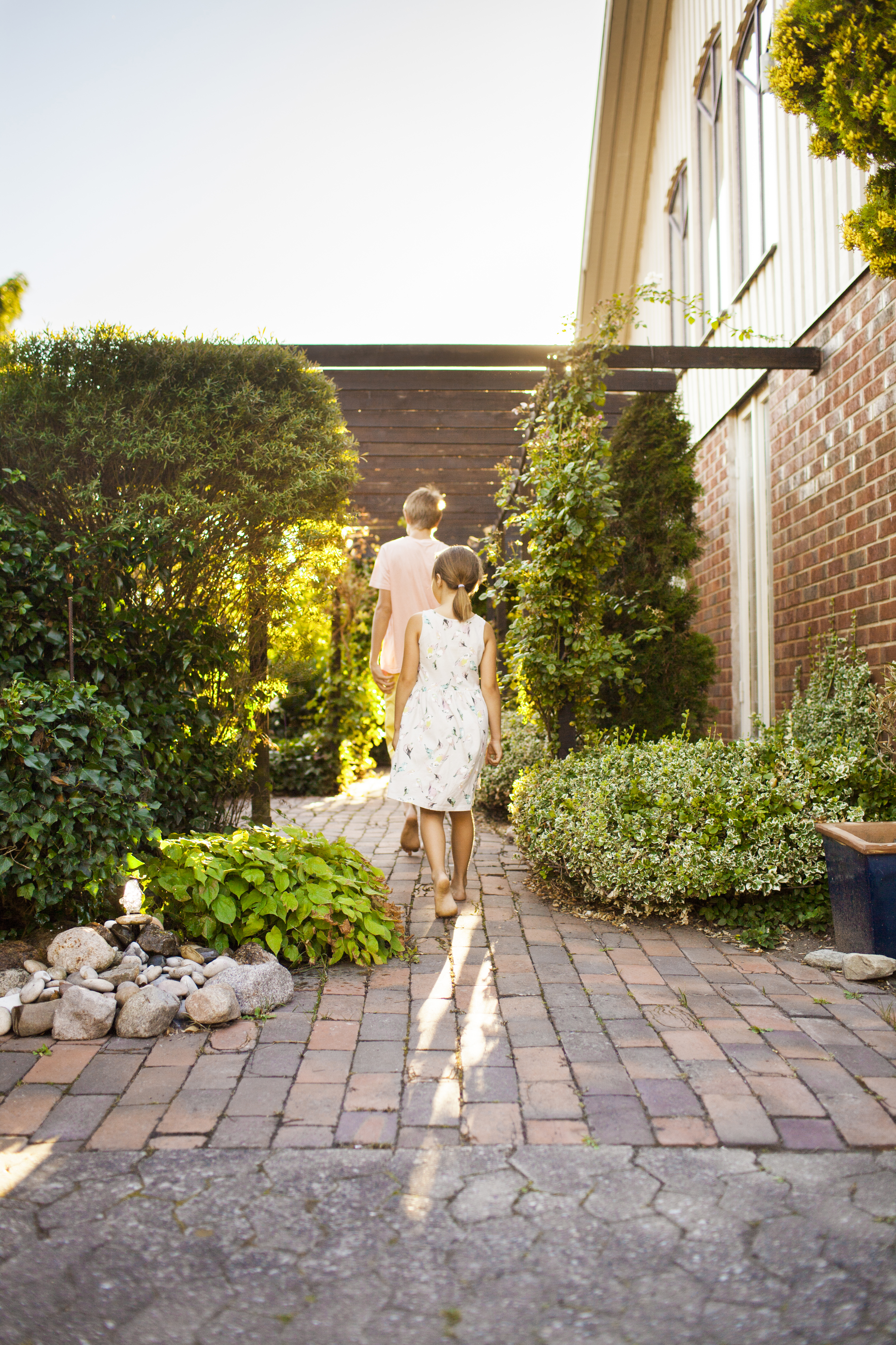 Stone and hardscape patio with lighting